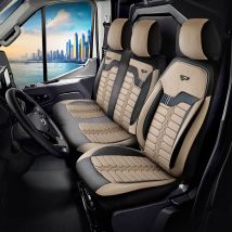 Fundas de asiento a medida Londra negro-rojo para FIAT DUCATO (1994-2023)